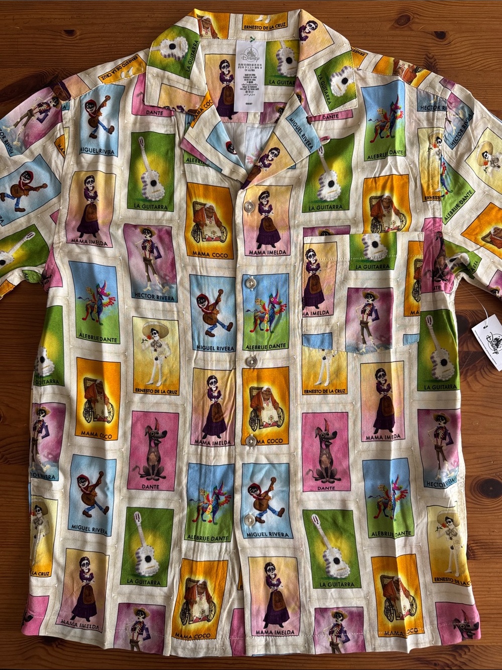 Disney “Coco” Multicolor Lotería Print Casual Short Sleeve Button-Up Shirt